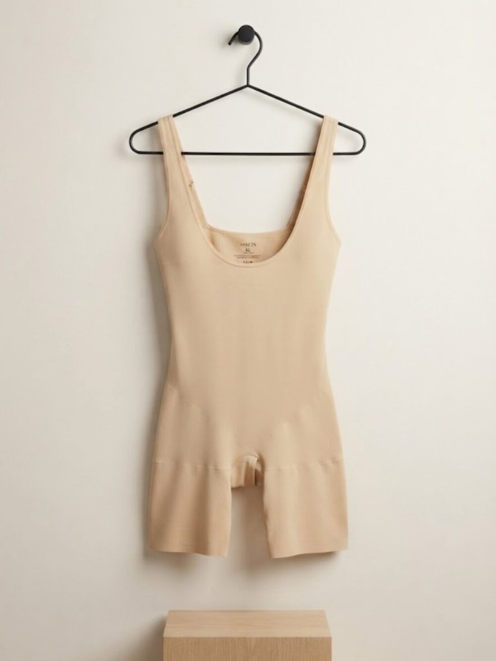Assets By Spanx Mid-Thigh Bodysuit Open Bust Shaping Nude XL